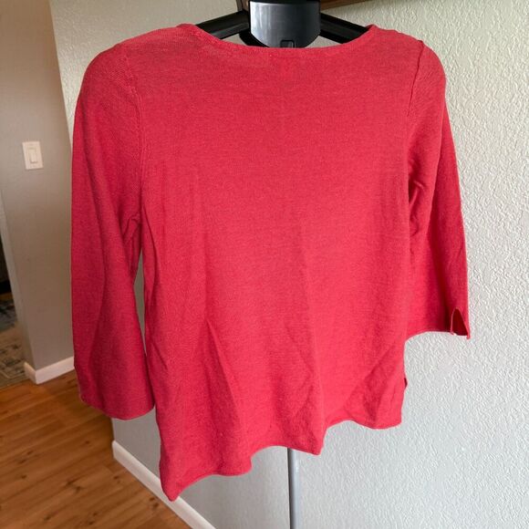 J. Jill Linen Cotton Blend 3/4 Sleeve Cooling Summer Top Shirt Boat Size Small - Picture 2 of 4